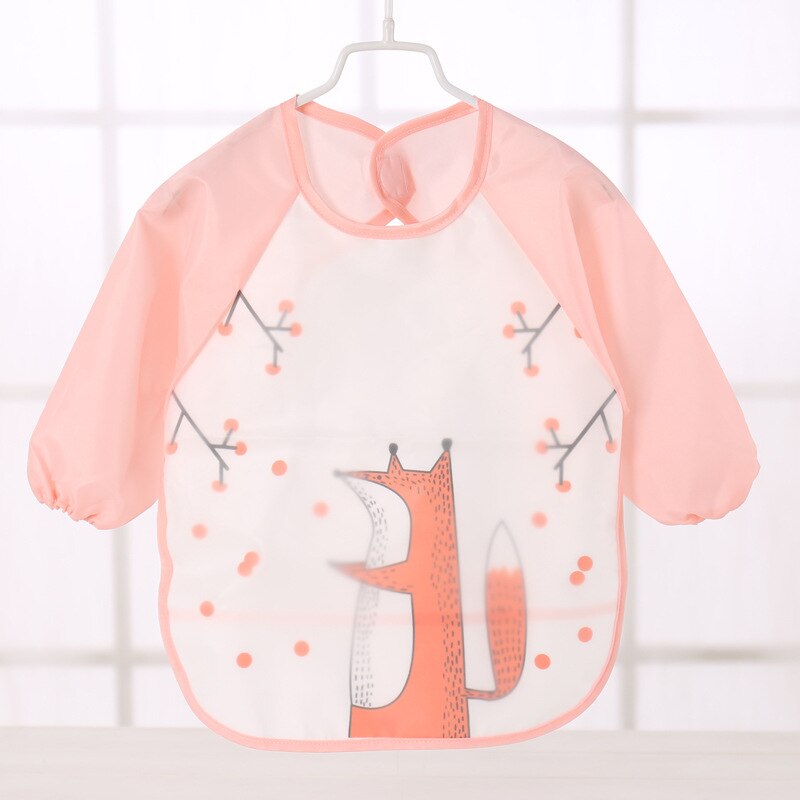 Bavoirs Double couche imperméable à manches longues pour bébé, Bandana, tissus de dessin animé bon marché: pink
