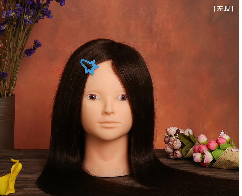 Training Head hair 68cm Brown hairdressing dolls head Mannequin Hairdressing Styling Mannequin Head