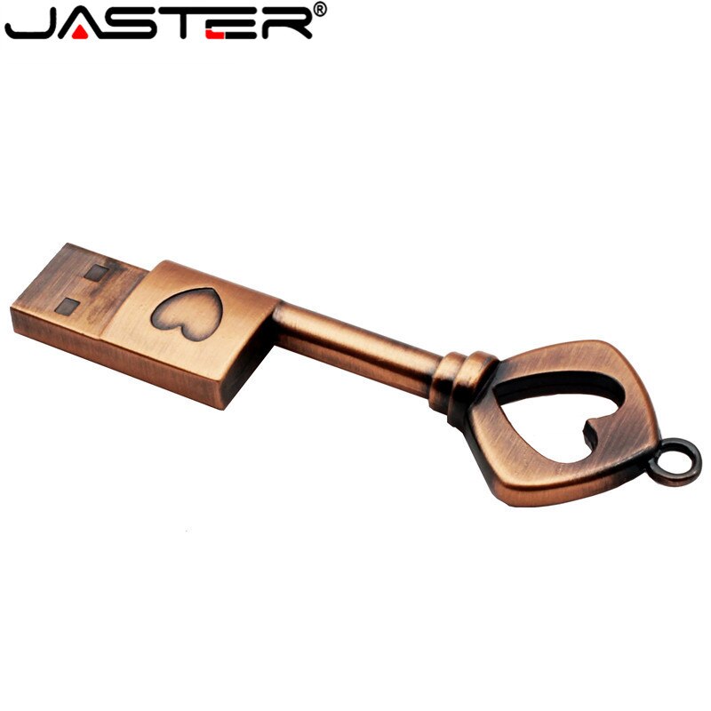 JASTER Metallo chiave del cuore pendrive 4GB 16GB 32GB 64GB di rame chiave usb 2.0 usb flash drive pen drive regalo del bastone di memoria di trasporto libero