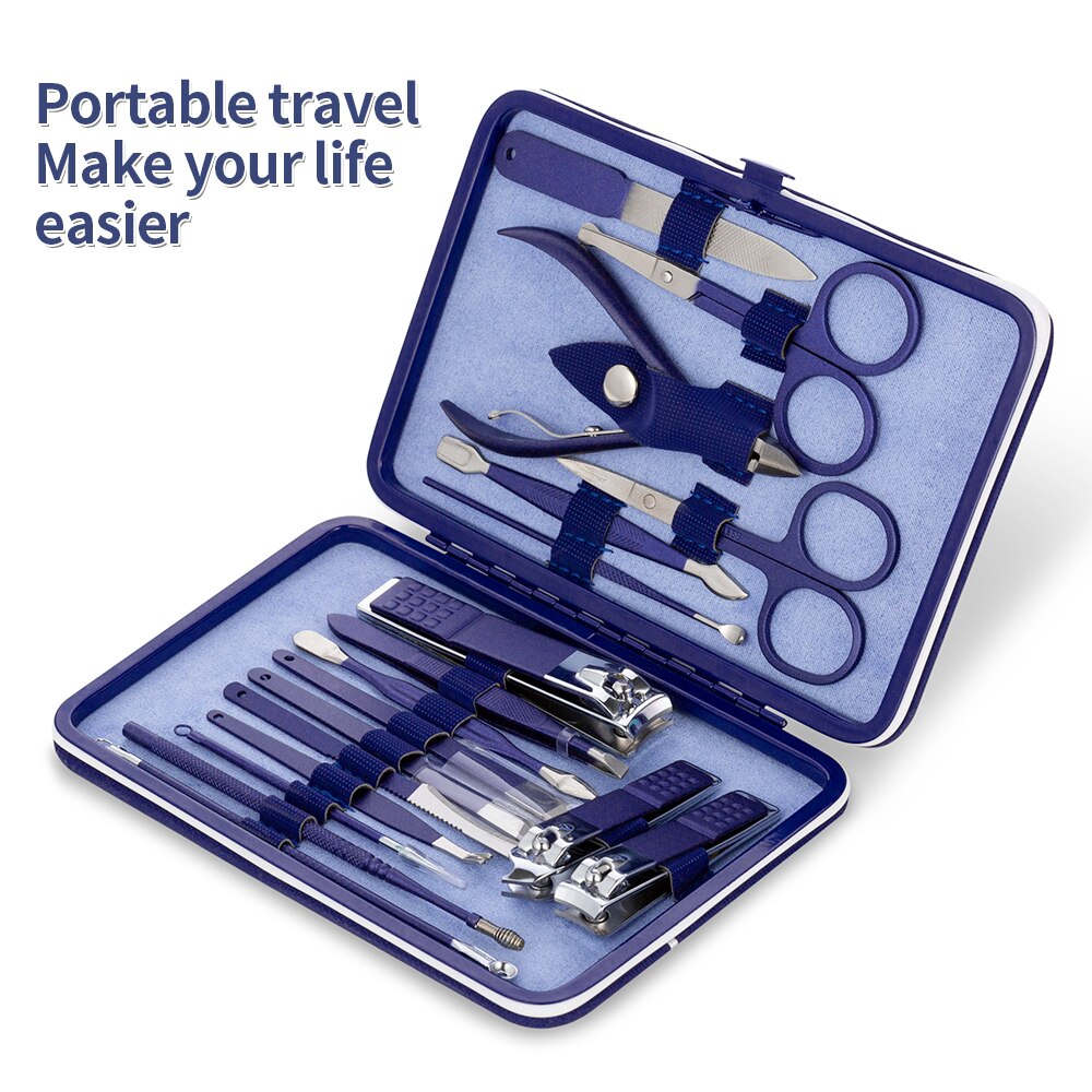 Set van 18/15/12/10/7/4 nagelknippers, roestvrij staal, nagelschaartje, pincet, oorlepel, acne-naald, manicureset