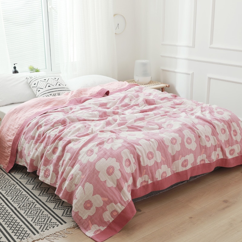 Sommer sovesal dække tæppe sengetæppe air condition tynde tæpper sofa seng picnic strand tæpper: Lyserød / 150 x 200cm