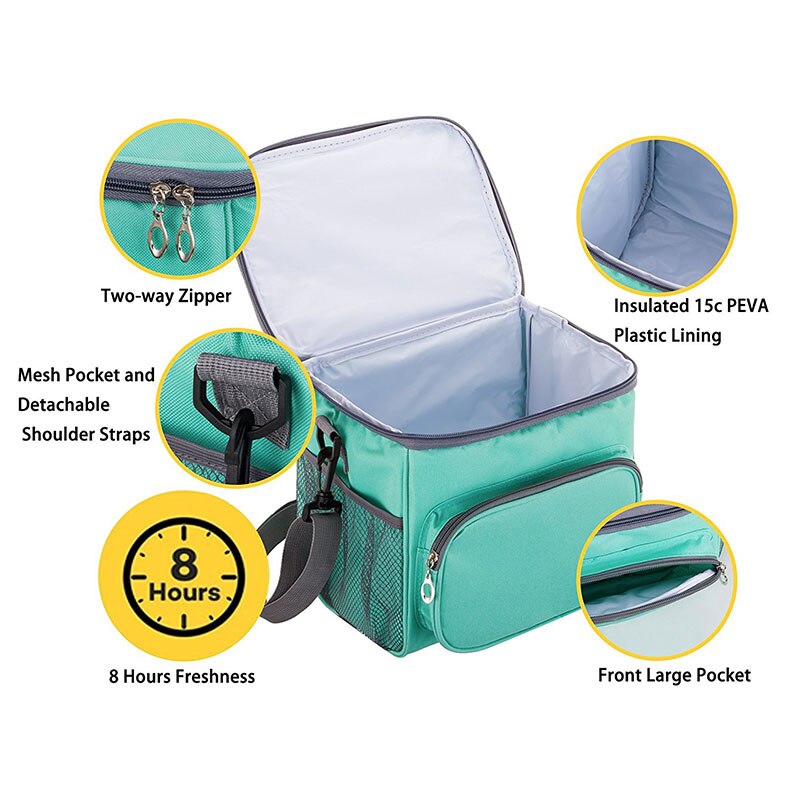 Thermal Lunch Bag Insulated Lunch Box Large Cooler Bento Tote for Men Women Double Deck Picnic Food Pack