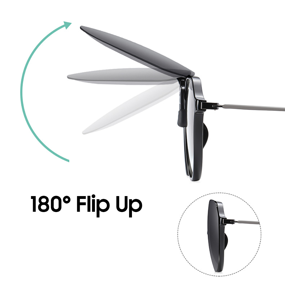 VIVIBEE grande taille rabattable pince sur lunettes de soleil polarisées dégradé gris lentille surdimensionné conduite UV400 Protection accessoire de pêche