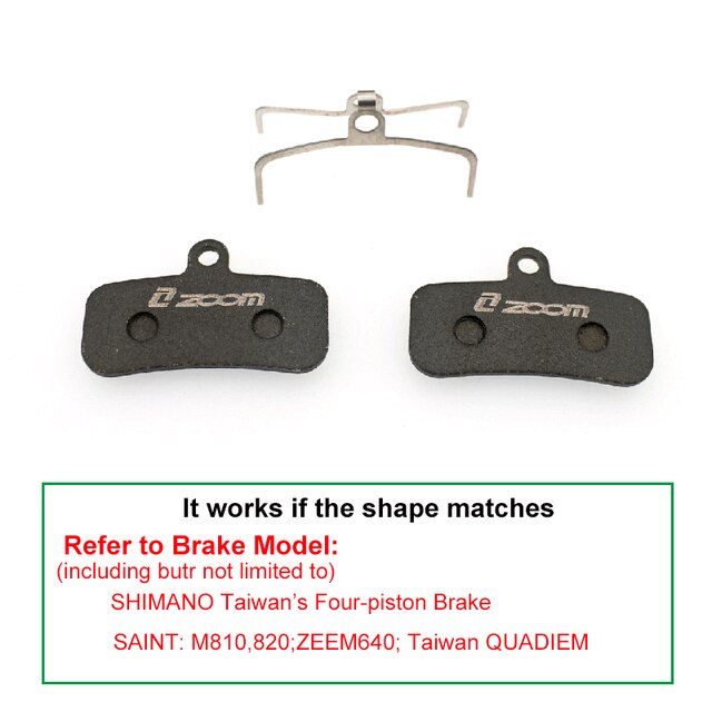 ZOOM – plaquettes de frein de vélo à 4 pistons, semi-métalliques, pour SHIMANO D02S XT M9020 M8020 Saint M640 M800 M810 M820 M520 M420 876: 1 pair