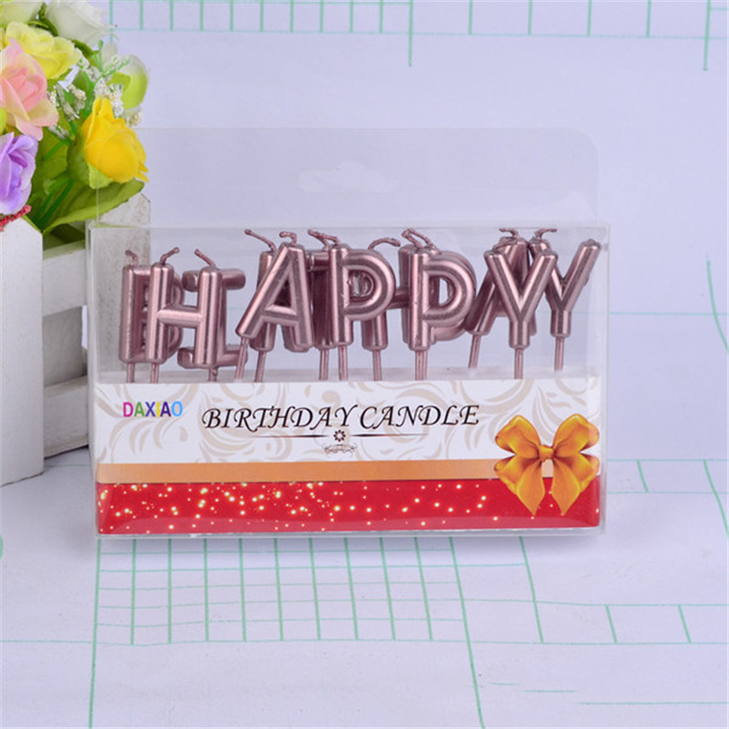 Cartoon animal happy birthday cake party art candle crown letter happy birthday: TD Rose Gold HP