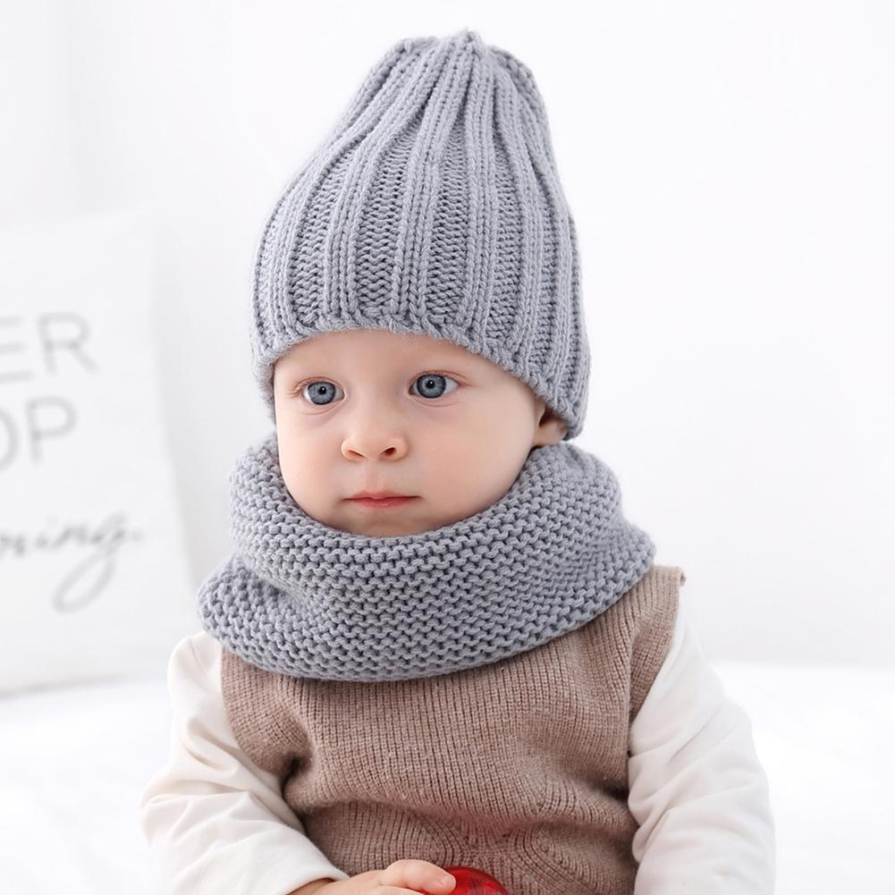 Nydelig baby låve gutt jente garn strikket vinter varm lue lokk hatt skjerf sett