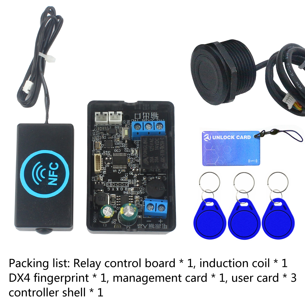 praktisch NFC Fingerabdruck Relais Steuermodul DC10V-120V IC Karte Induktion Zugang Regler Schalter Lokomotive Auto Entsperren: schwarz