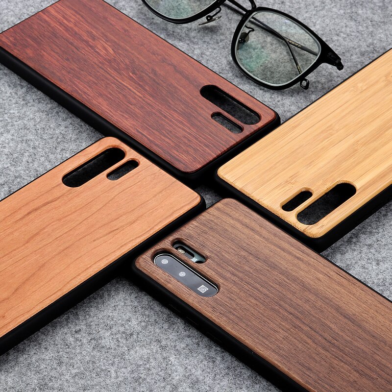 100% Natural Green Bamboo Wooden Hard Phone Cover For Huawei P30 Pro / P30 P40 Real Walnut Rosewood Cherry Wood Skin Cases