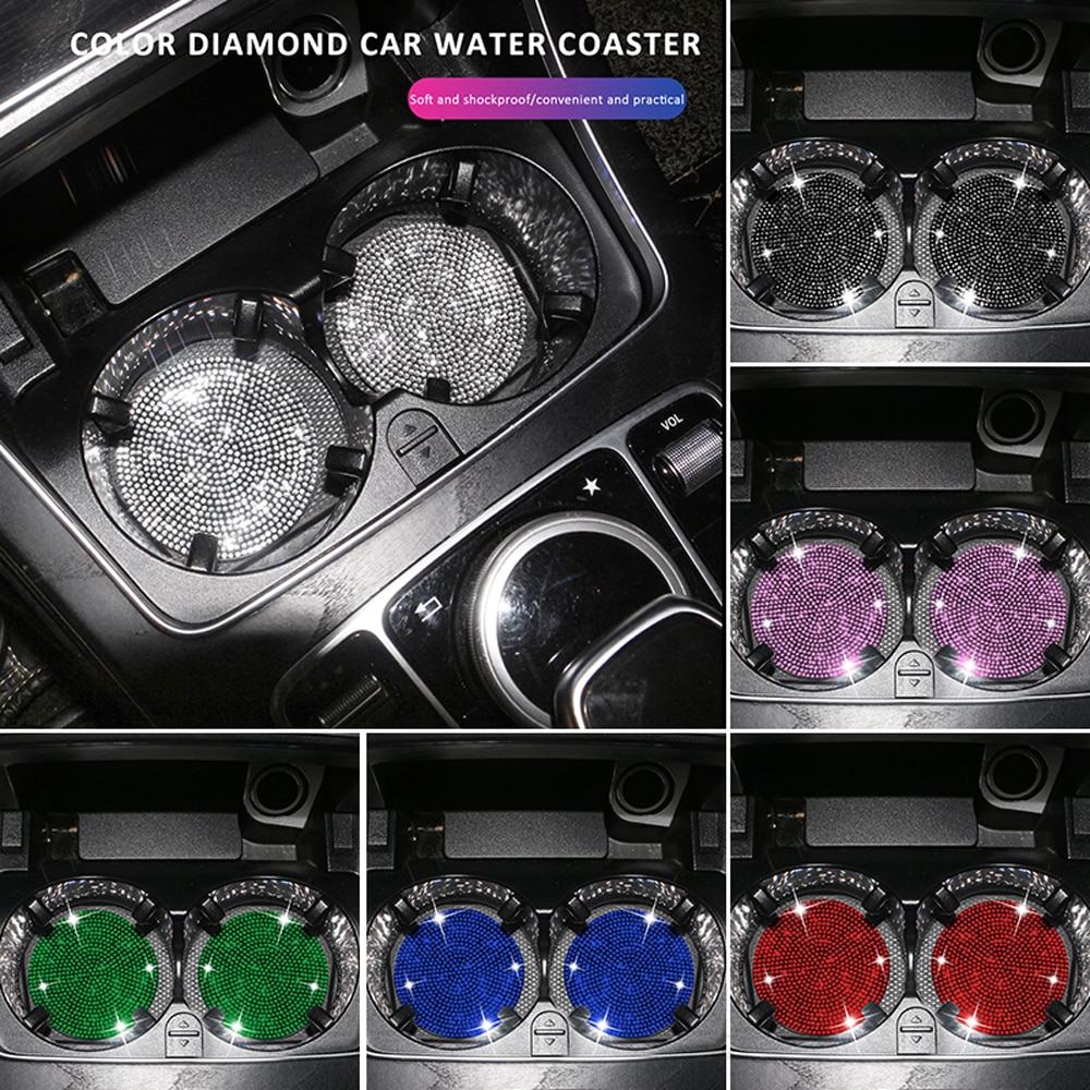 2 Stuks Diamant Auto Coaster Water Cup Slot Antislip Mat Silicagel Pad Bekerhouder Mat Auto Gadget bling Auto Accessoires Voor Vrouw