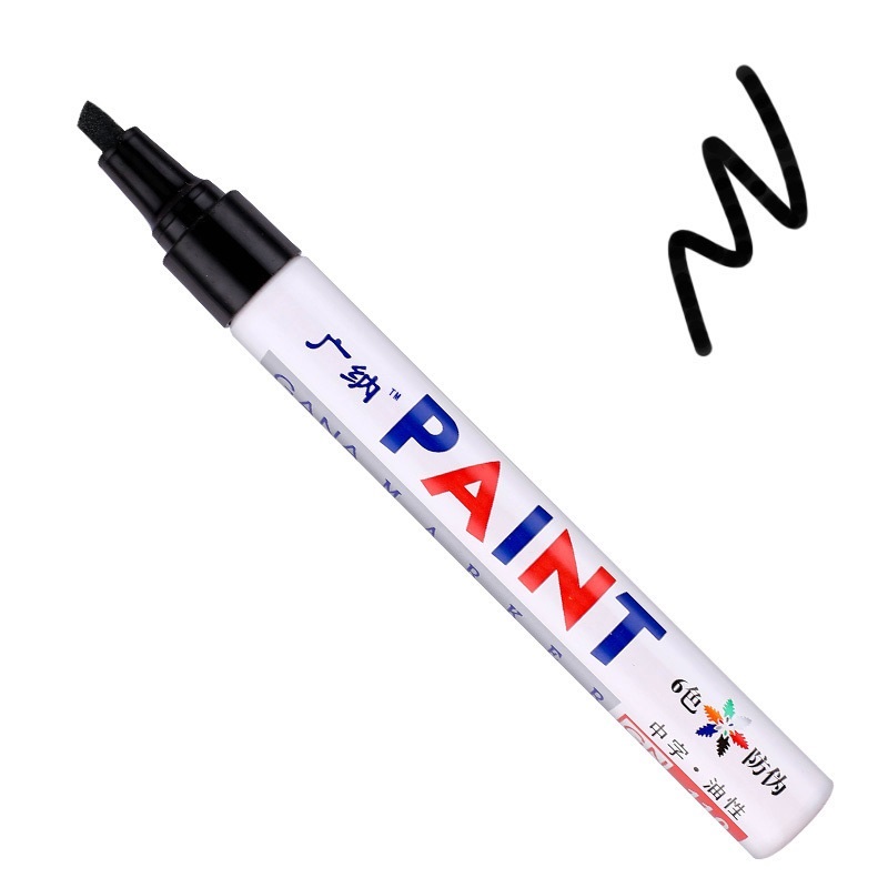 Rotulador de pintura de punta plana de colores, Graffiti, banda de rodadura de neumático de coche, CD, Metal, madera, marcador impermeable aceitoso permanente, suministros para escuela y oficina MP4: Negro