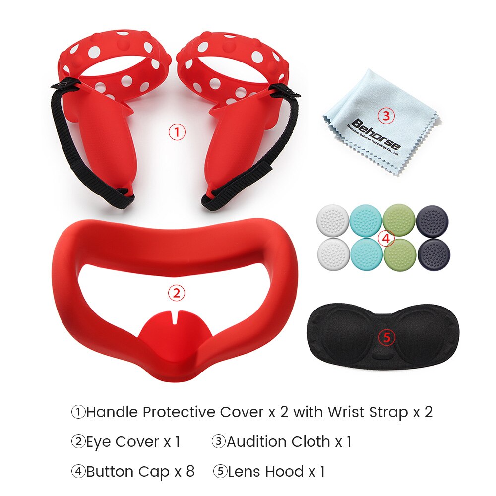 Juego de funda protectora para Oculus Quest 2 VR, carcasa para controlador táctil, con correa y agarre para Oculus Quest 2, accesorios: Red set 1