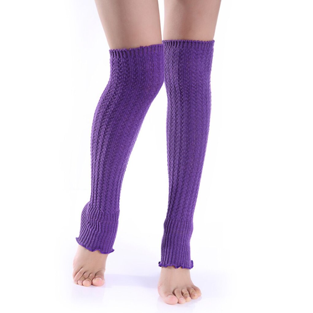 Kvinder strik tights tåløse ben varmere peplum flæse lange crop støvler luv pige strømpe kvinder varm knæ høj vinter strik strømpe