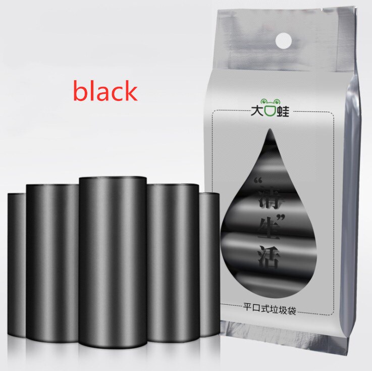 5 Rolls/pack Kitchen Garbage Bags Material Rubbish Dispense Storage Multicolor Disposable Continuous Roll Thicken Household: Black