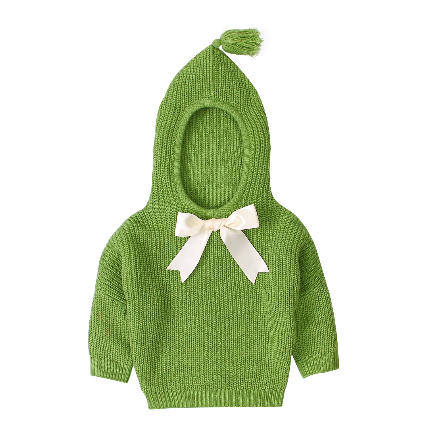 Vinter nyfødte barn baby piger strik hætteklædte varm sweater top bowknot kappe: B / 6m