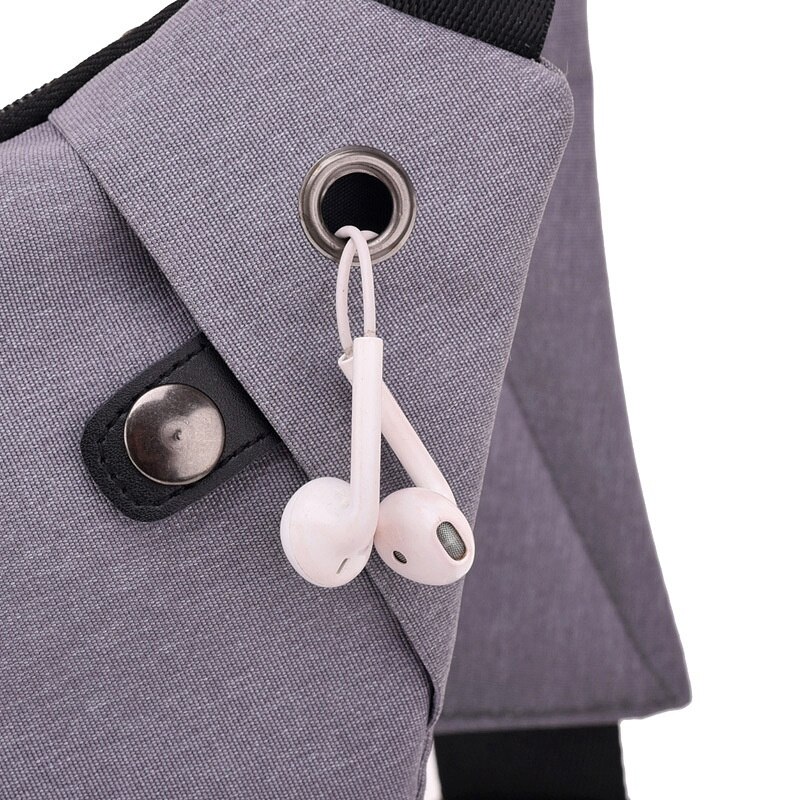 Multi pocket borsttas voor mannen messenger bag mannen anti-diefstal sling mannen tas borsttas unisex met headset interface grijs