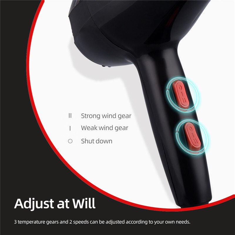 Ionic Hair Dryer Diffuser Salon Electric Blow Dryer Fast Heating Drying for Kids Family with Concentrator Nozzles