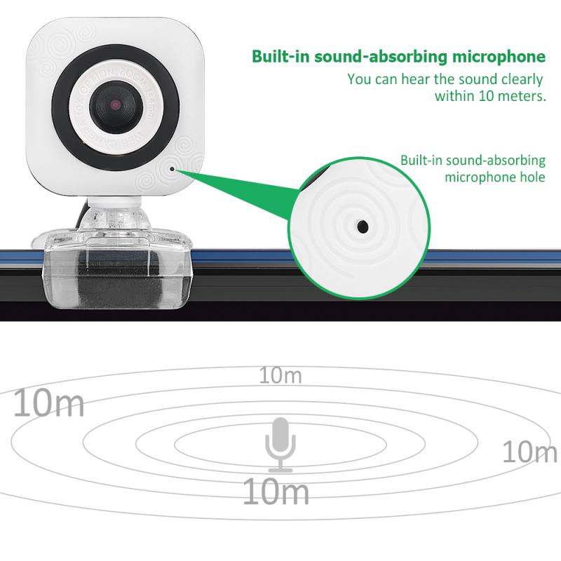 Nouvelle caméra HD sans lecteur USB Webcam pince Web Cam Microphone intégré pour ordinateur de bureau Webcam de conférence de diffusion en direct