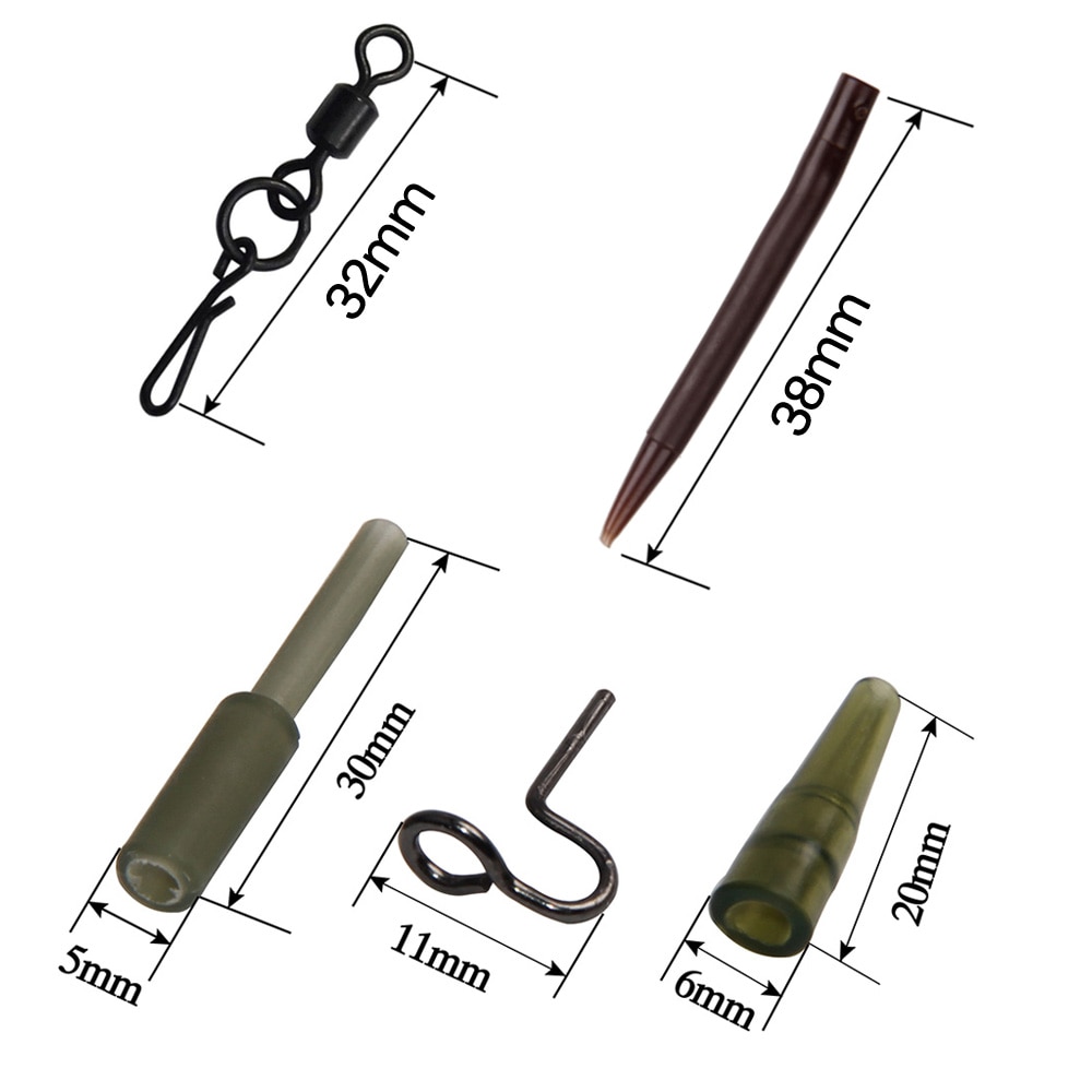 30Pcs Carp Fishing Tackle Kit Anti Tangle Sleeves Heavy Duty Lead Clip And Fishing Rolling Swivels With Quick Change Snap Rigs