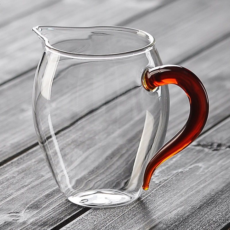 Verdickt glas messe tasse wärme-beständig Tee Separator Farbe gürtel griff Tee Haikungfu glas Tee zeremonie Tee-einstellen zubehör: rot handhaben