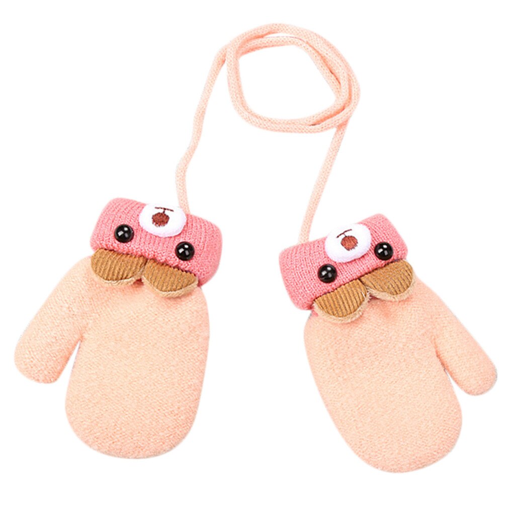 Orecchie orso di Inverno Patchwork Guanti Del Bambino Del Bambino Delle Ragazze Dei Ragazzi Orso Orecchie Patchwork Inverno Tenere In Caldo Guanti Guanti детские варежки: Beige