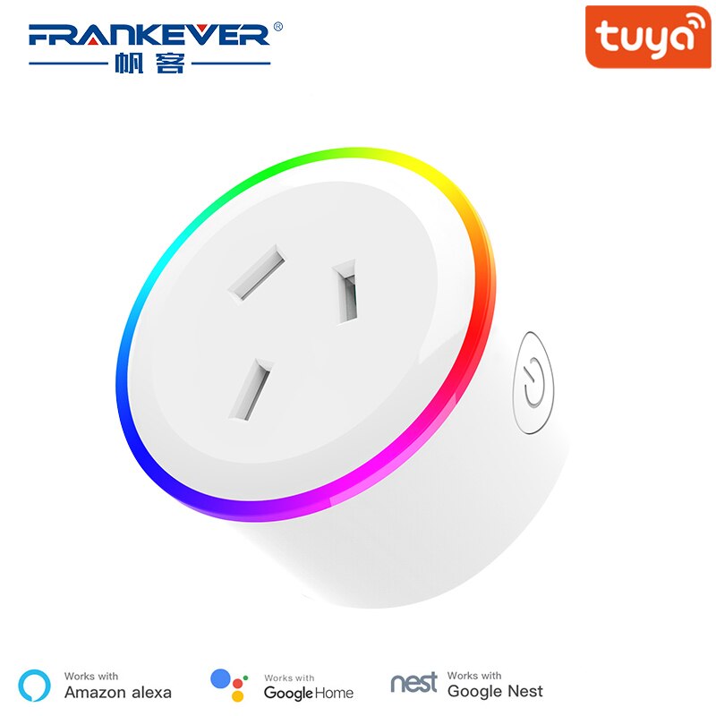 Frankever australia smart støpsel wifi smart stikkontakt fargerik zealand au støpsel smart hjem 10a tuya smart liv alexa google hjem