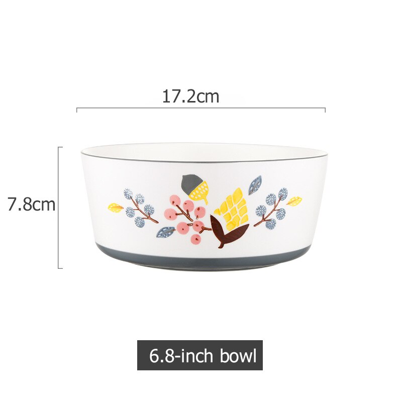 Blommig keramik servis kinesiska köket risskål soppa ramen skål dessert fat pasta biff tallrik middagsrätter: Grå b