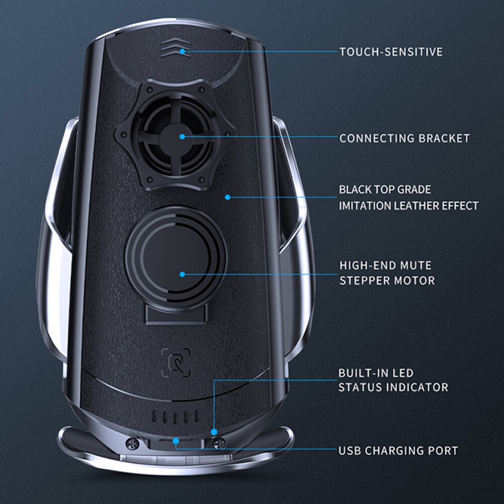 15W Automatic Car Qi Wireless Charger for iPhone 13 12 11 XS XR X 8 Samsung S21 S20 Magnetic Infrared Sensor Phone Holder Mount