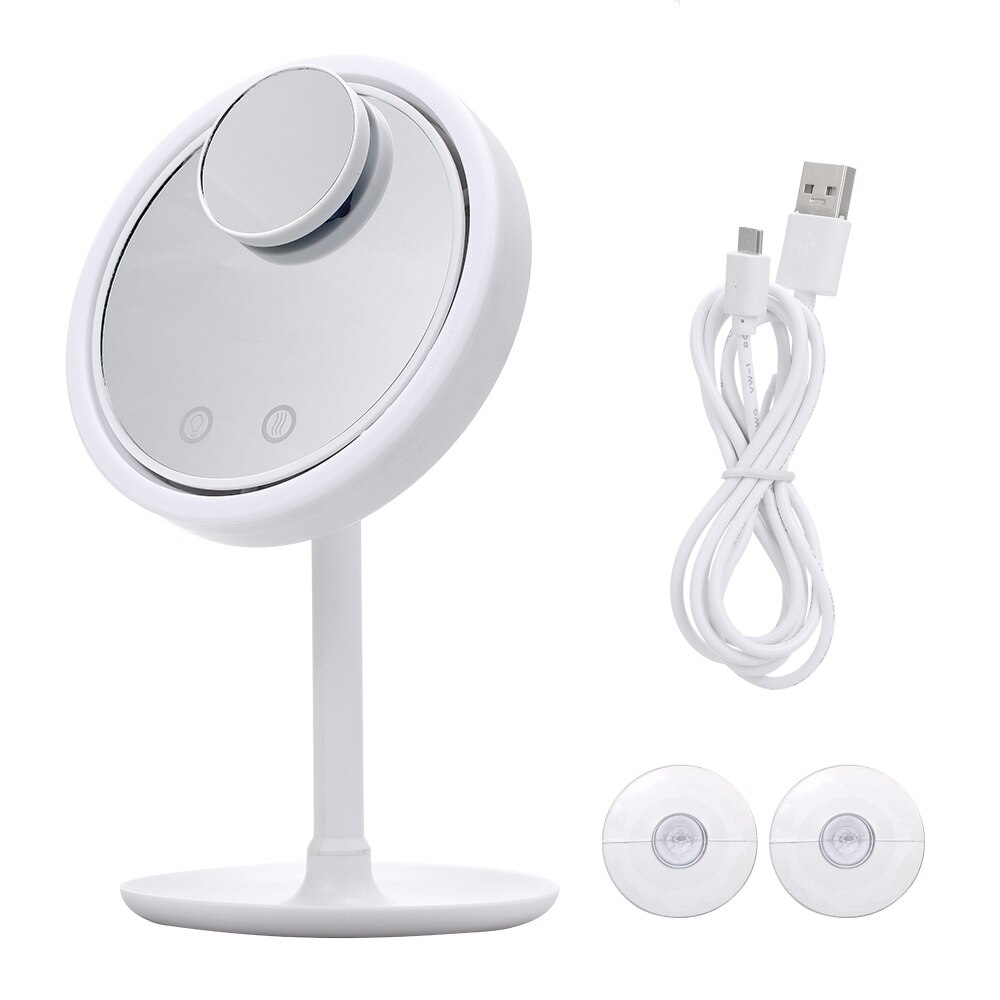 Makeup Backlit Mirror Light With Natural White LED with Fan Vanity Mirror Detachable/Storage Base 3 Modes 5X Magnifier Mirror