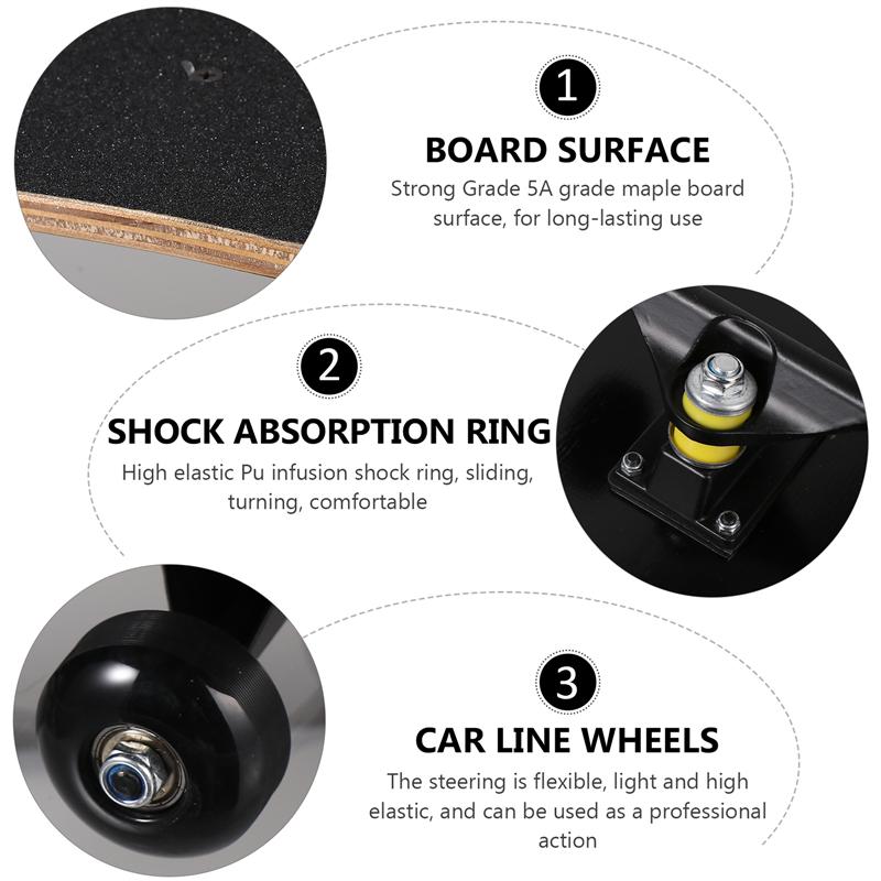 Complete Maple Wood Skateboard Longboard Decks Double Rocker Skateboard With Wheels for Teens Boys Girls Cool