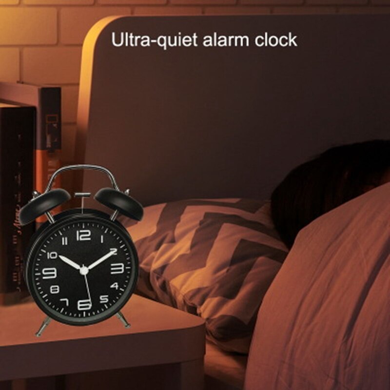 Retro Number Double Bell Ringing Alarm Clock Household Digital Clock Home Desk Table Decor Round Clocks