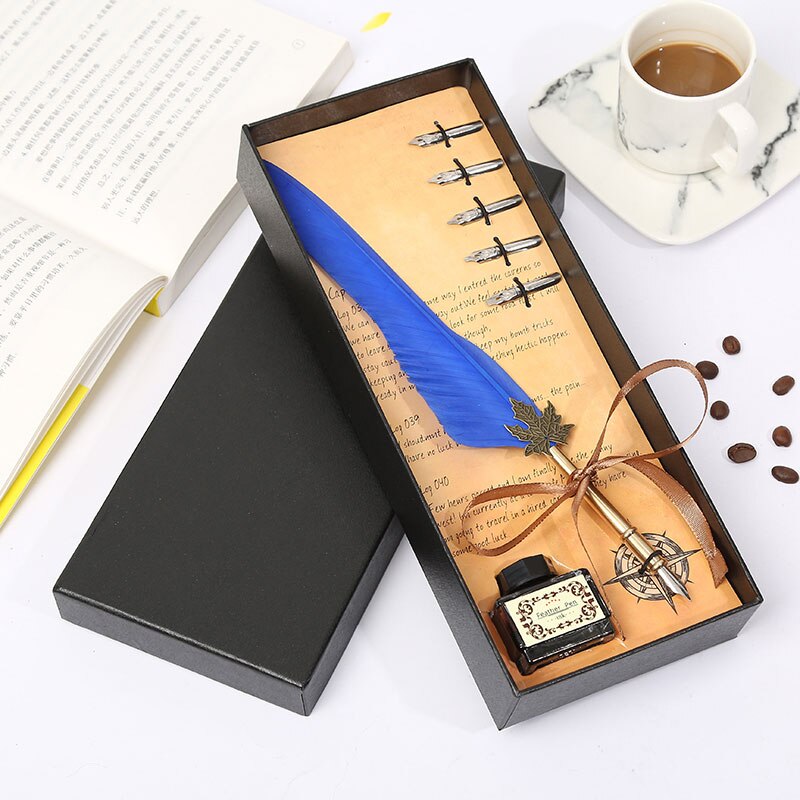 Retro Vintage Kalligrafie Veer Pen Schrijven Pen Briefpapier Geschenkdoos Bruiloft Student Briefpapier Set