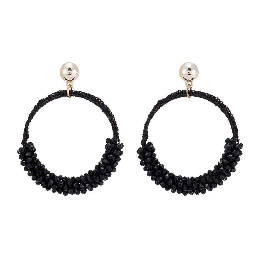 Inkdew Grote Ronde Sieraden Oorbellen Voor Vrouwen Kraal Handgemaakte Crystal Oorbel Grote Oorbellen Lange Oorbellen Bohemen Boho