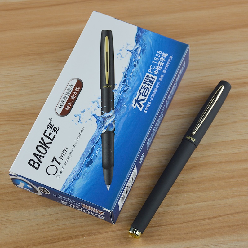 12 pièces BAOKE 0.5mm/0.7mm/1.0mm Gel givré stylo école stylo recharge haute capacité noir Gel encre stylos fournitures scolaires de bureau: 0.7mm black 12pcs