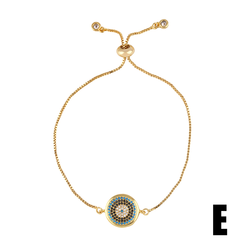 Flola Regenboog Evil Eye Armband Vrouw Zirconia Blue Eye Armband 24K Gold Turkse Eye Sieraden Tennis Pulseira Olho Grego brtb64: k51-G