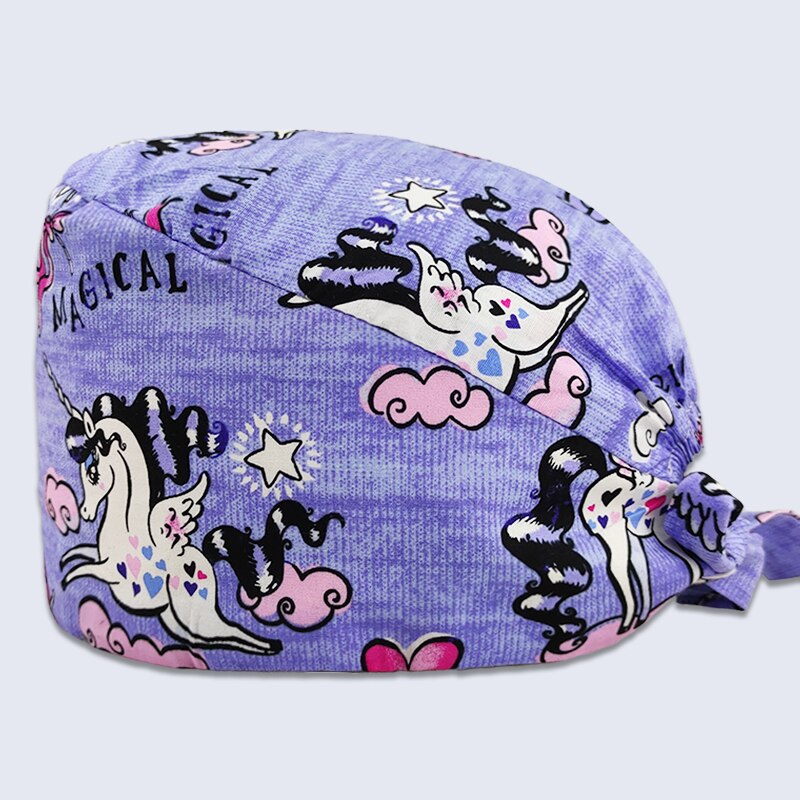 Cartoon print verpleegster dokter operatie muts laboratorium dierenwinkel ademend zweetabsorberend verpleegkundige muts chef-kok schoonheidssalon kalebas muts: Z -050