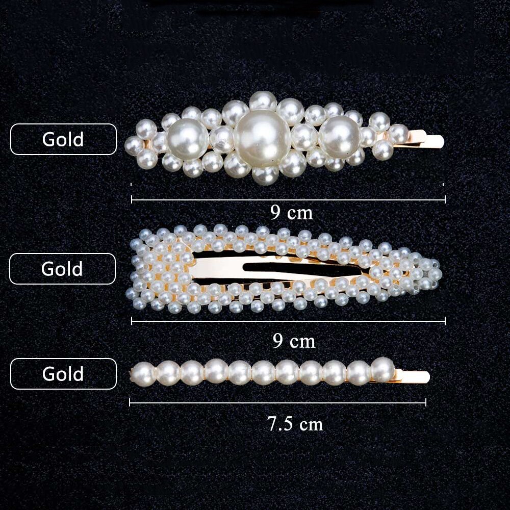 3/4pcs Trendy Pearl Hair Clips For Women Handmade Geometric Hair Barrette Triangle Square Hairpins Snap Hair Styling Accessories: 05