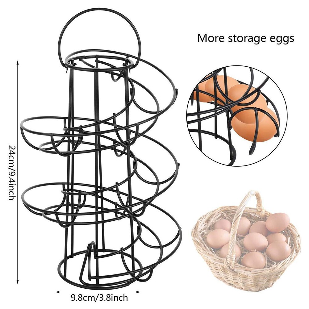 Jern kunst vise restaurant kurv egg holder lagringsstativ deluxe spiralformet dispenser stativ kurv lagringsplass plass opp  til 24