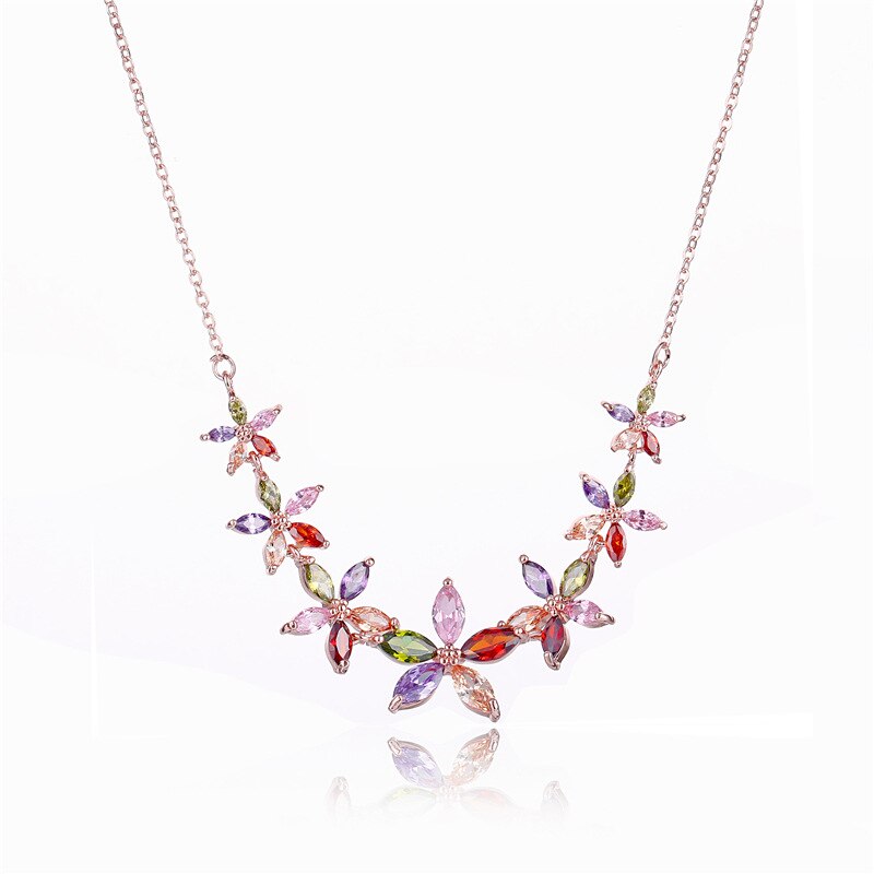 Multicolore zircone pendentif collier de chaîne pull pendentif collier pour les femmes coloré soleil fleur bijoux: Type 4