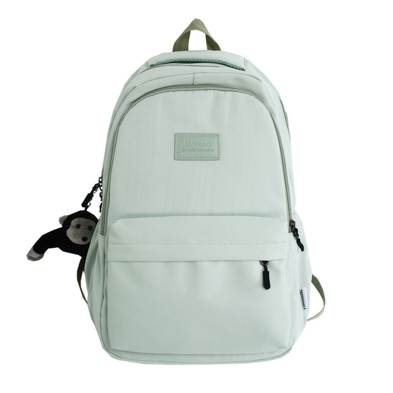 Zaino per scuola superiore Fengdong zaino per scuola in Nylon impermeabile stile semplice per studenti borsa per Laptop per studenti universitari: Green-With Monkey