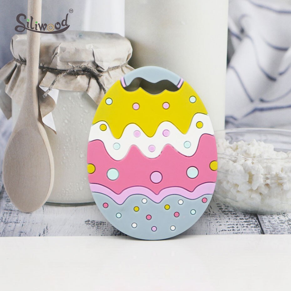 1PC BPA Free Silicone Teethers Easter Egg Baby Teething Necklace Toy Food Grade Silicone Cartoon Nursing Tiny Rod Baby Teether