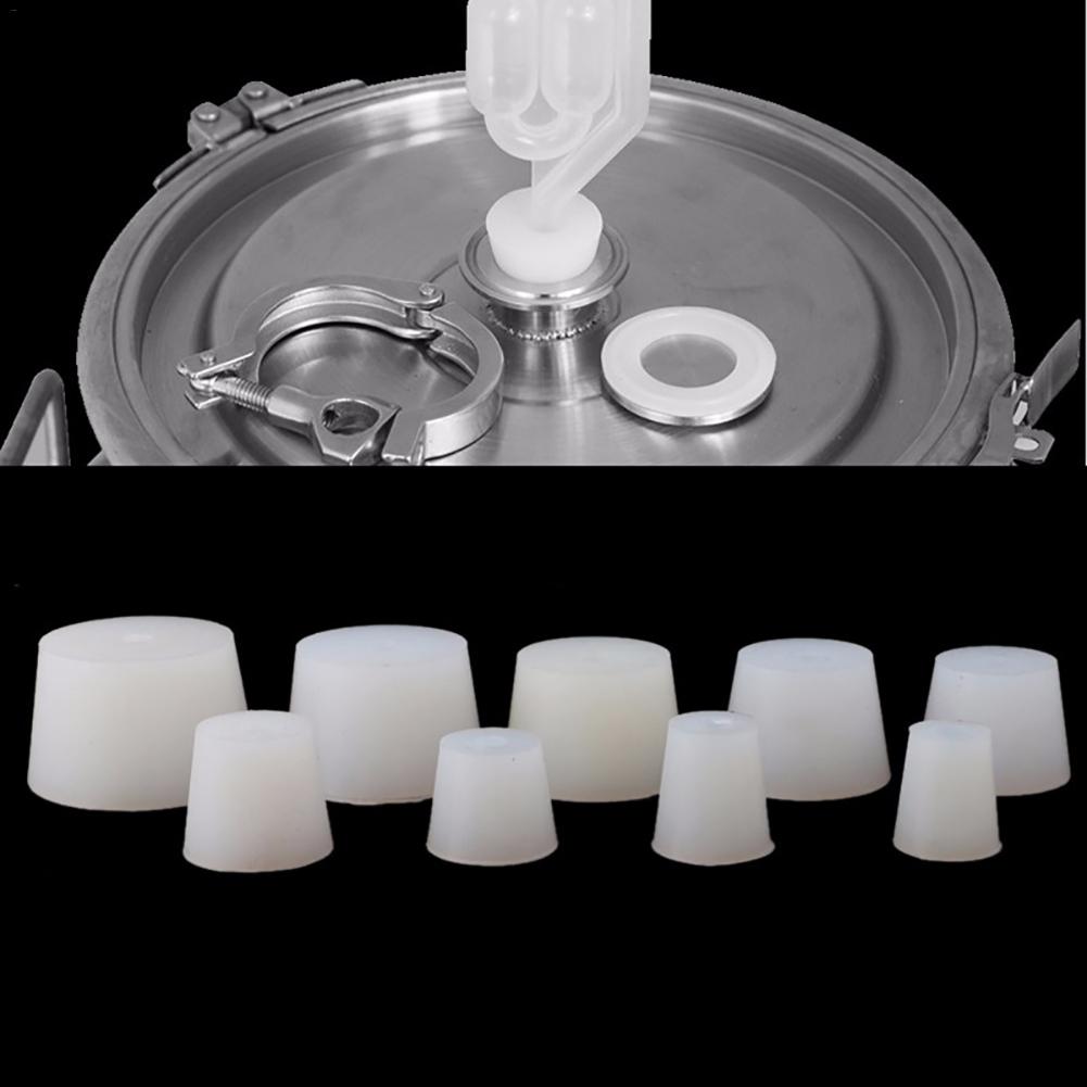 Hjemmebryg vinpropper silikoneprop med 8mm hul til airlock gæring silikonegummi prop til brew wine airlock