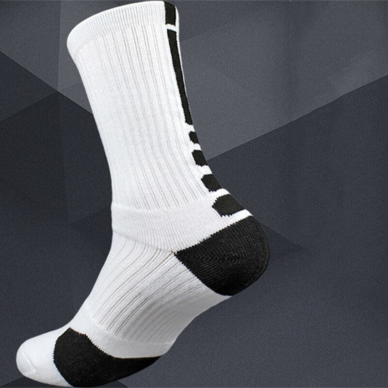 Basketball sokker fortykket håndklæde bund sokker herre #39 sokker lange rør udendørs sport høje sokker producenter: Sort hvid
