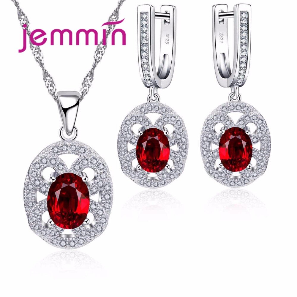 Fijne Bruiloft Sieraden Sets Voor Bruiden Vrouw 925 Sterling Zilveren Strass Ketting Oorbellen Engagement Sieraden Set