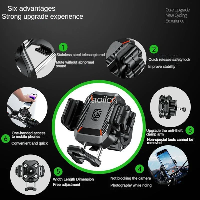 Soporte de teléfono para motocicleta, Amortiguador de vibración Dual, antivibración, para iPhone 15/14 Pro Max, 5,2-7,2 pulgadas