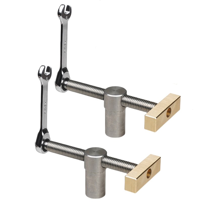 Woodworking Bench Dog Brake Inserts Workbench Fast Fixed Clip Clamp Brass Fixture Vise for 3/4" and 20mm Dog Holes: 2pc A / for 19mm 0.75inch
