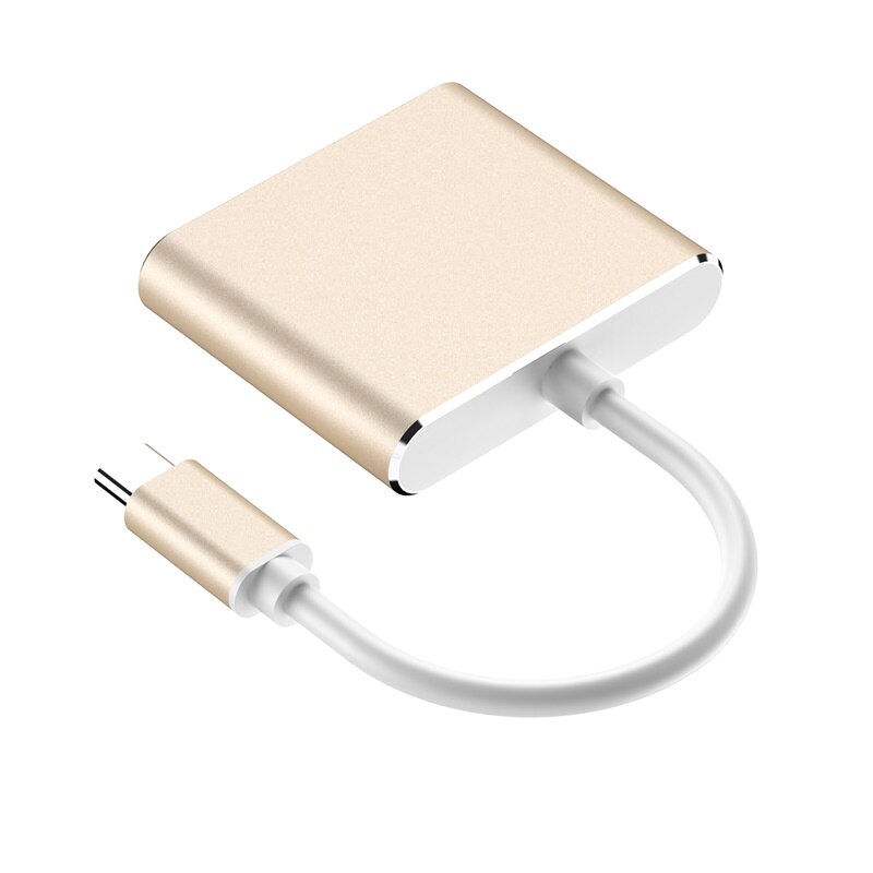 Type C Usb 3.1 Naar USB-C Hdmi Usb 3.0 Adapter 3 In 1 Hub Voor Apple Macbook Lot Kan Opladen laptop Of Mobiele Telefoons: GOLD