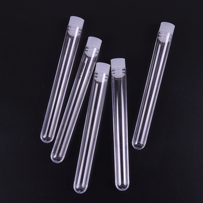 10PCS Clear Plastic Test Tube With Cap 12x100mm U-Shaped Bottom Long Transparent Test Tube Lab Supplies
