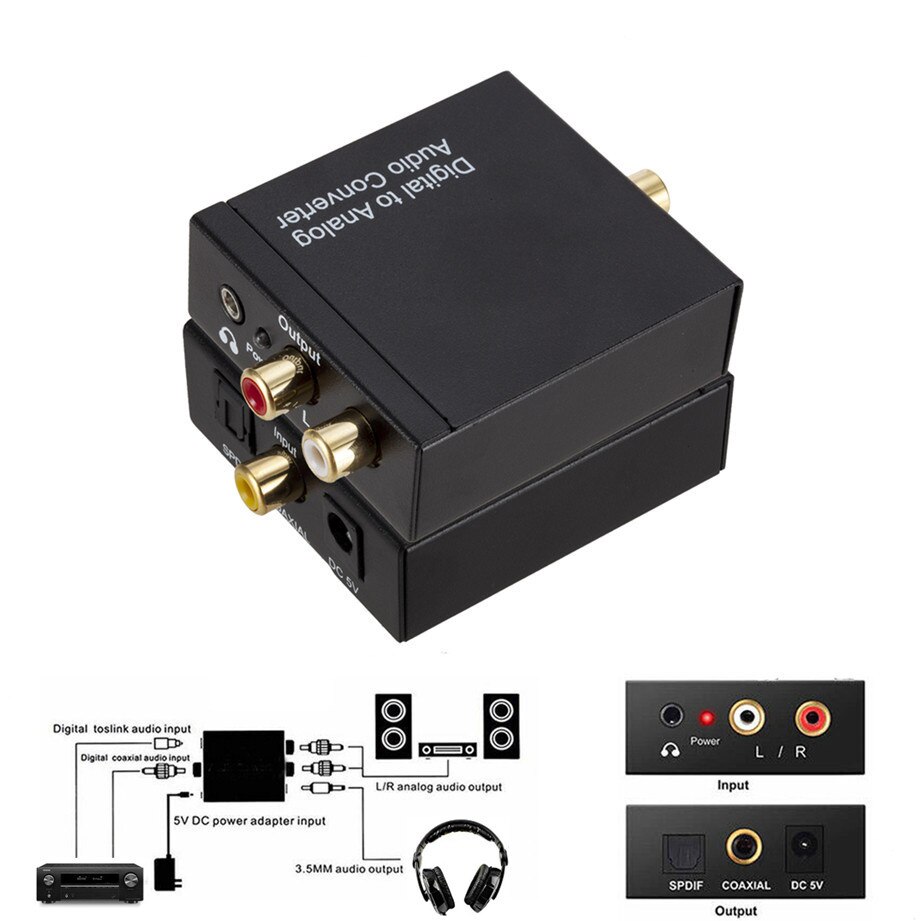 GRWIBEOU – convertisseur USB DAC 3.5mm, Audio numérique vers analogique, Toslink Coaxial Fiber optique, numérique vers analogique, Audio stéréo RCA