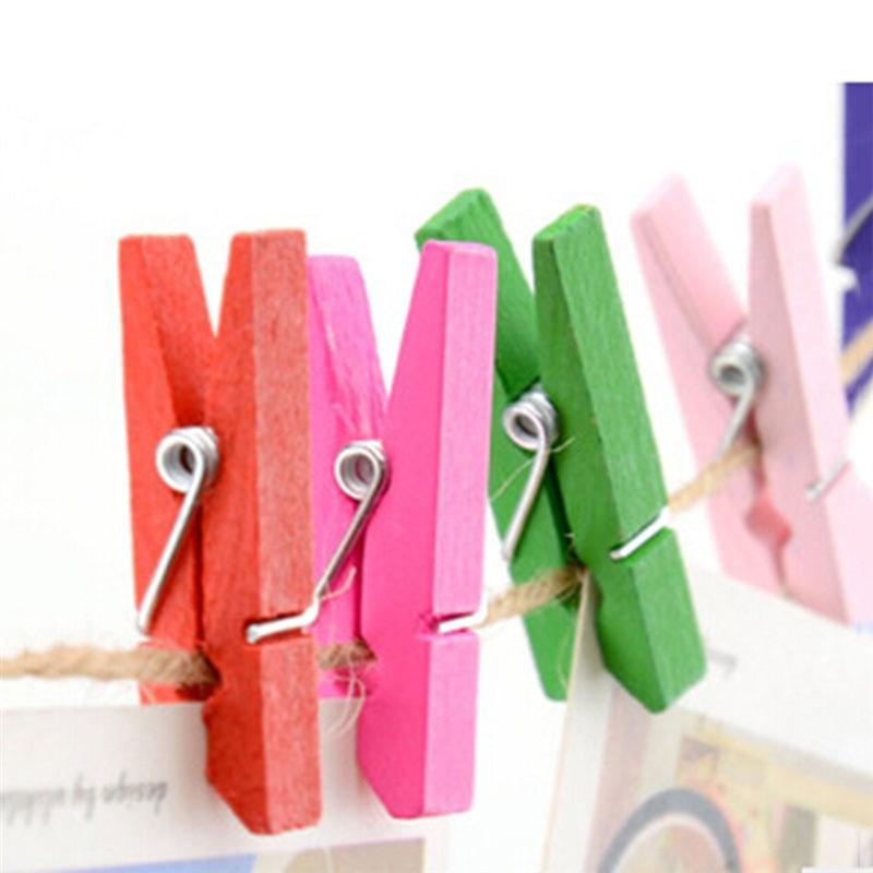 100 Pcs Mini Houten Utility Papier Clips Wasknijper Foto Foto Clips Kabel Clips Foto &#39;S Organizer Clips Voor Opknoping Foto &#39;S