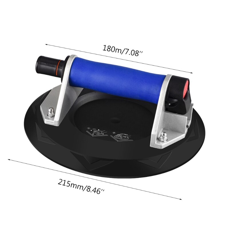 Ventosa Professionale Per Sollevamento Vetro 50kg - Piastra Singola In Plastica ABS E Gomma, Diametro 12cm, Per Vetro, Specchi E Lamiera